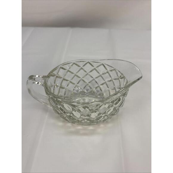VINTAGE ANCHOR HOCKING WATERFORD CLEAR GLASS WAFFLE CREAMER PITCHER - Picture 6 of 9